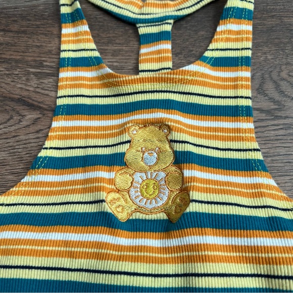 Care Bears Sunshine Bear Ribbed Cropped Tank Top Y2K Striped Size Small - Picture 3 of 8